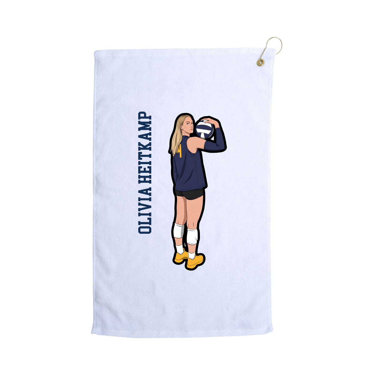Golf Towel — Name Vertical in White