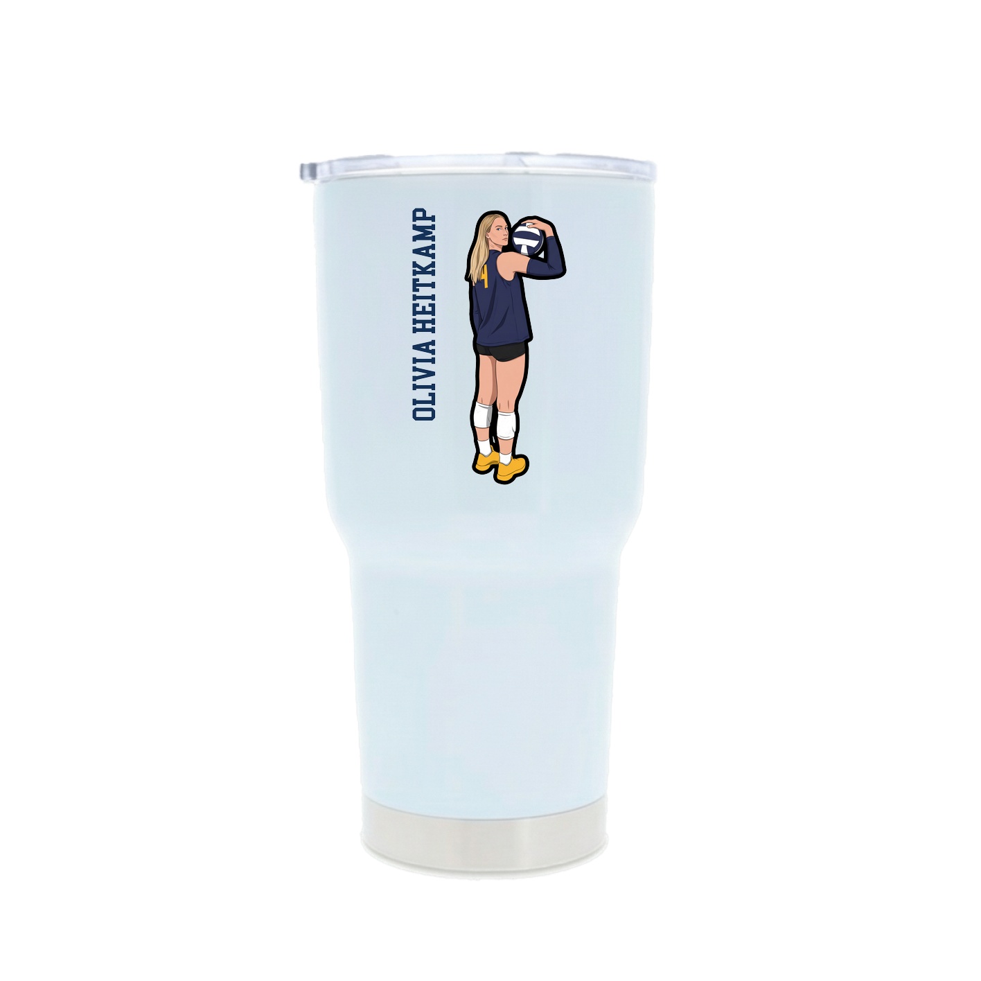 30oz Stainless Steel Tumbler — Name Vertical in White