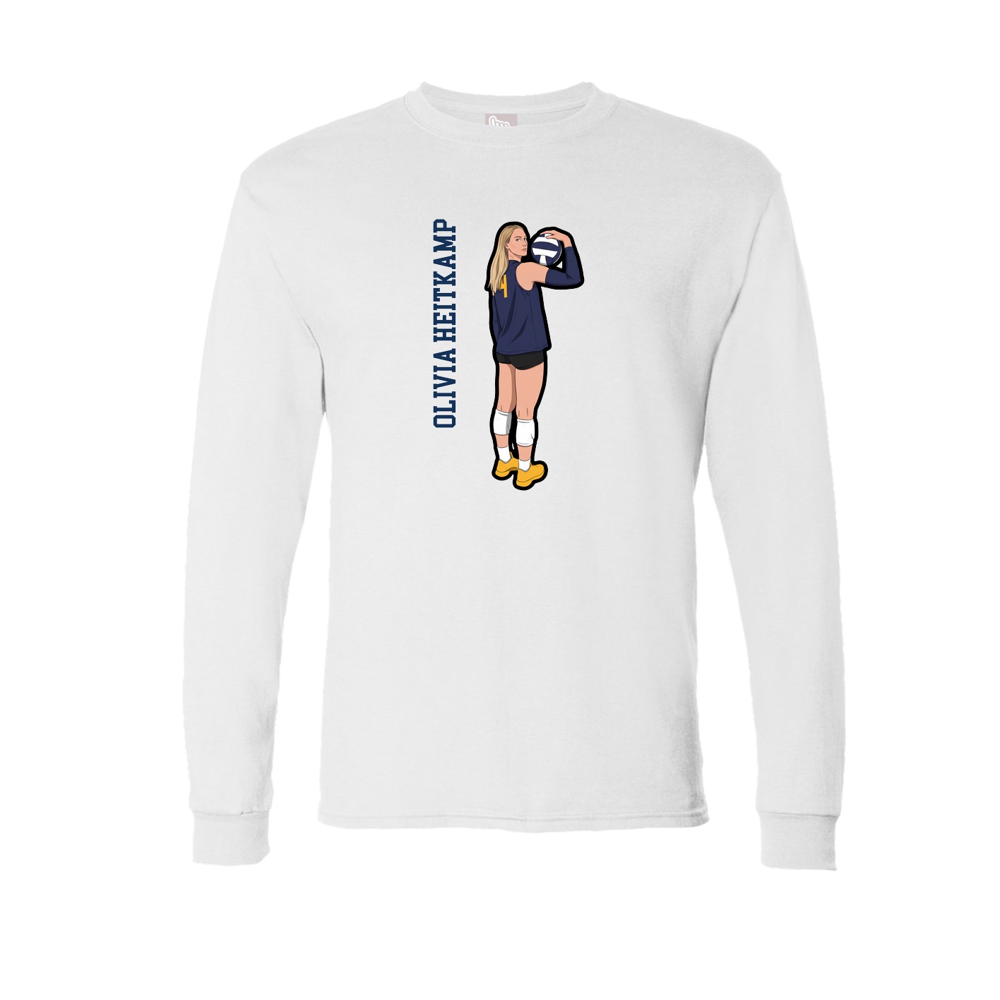 Long Sleeve Tee — Name Vertical in White
