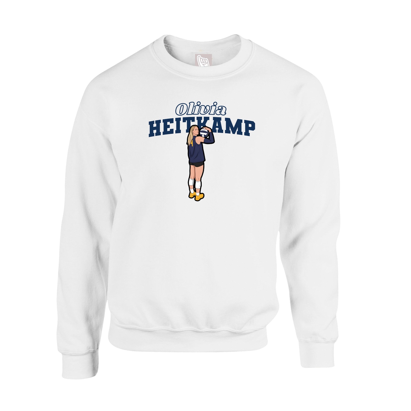 Fleece Crew — Name Arch in White