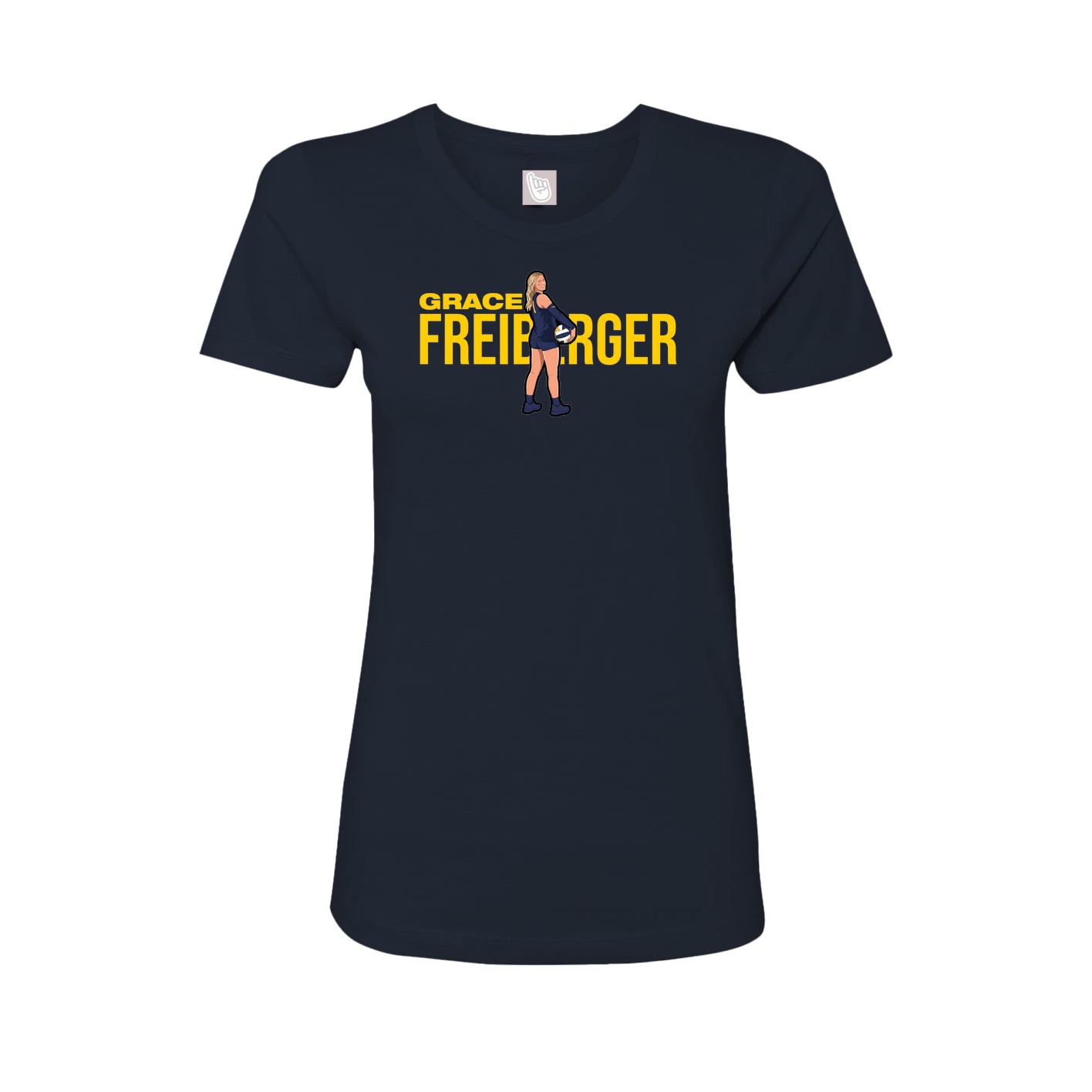 Fitted Women's Tee — Player Name in Navy