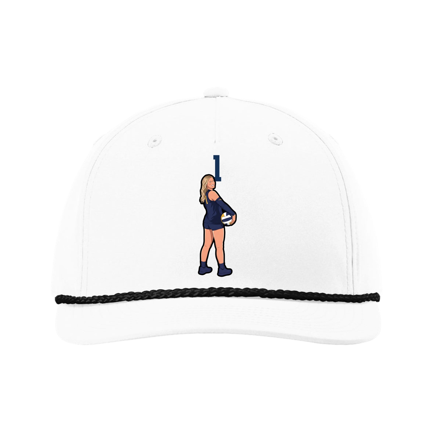 Five-Panel Classic Rope Cap — Number Top in White