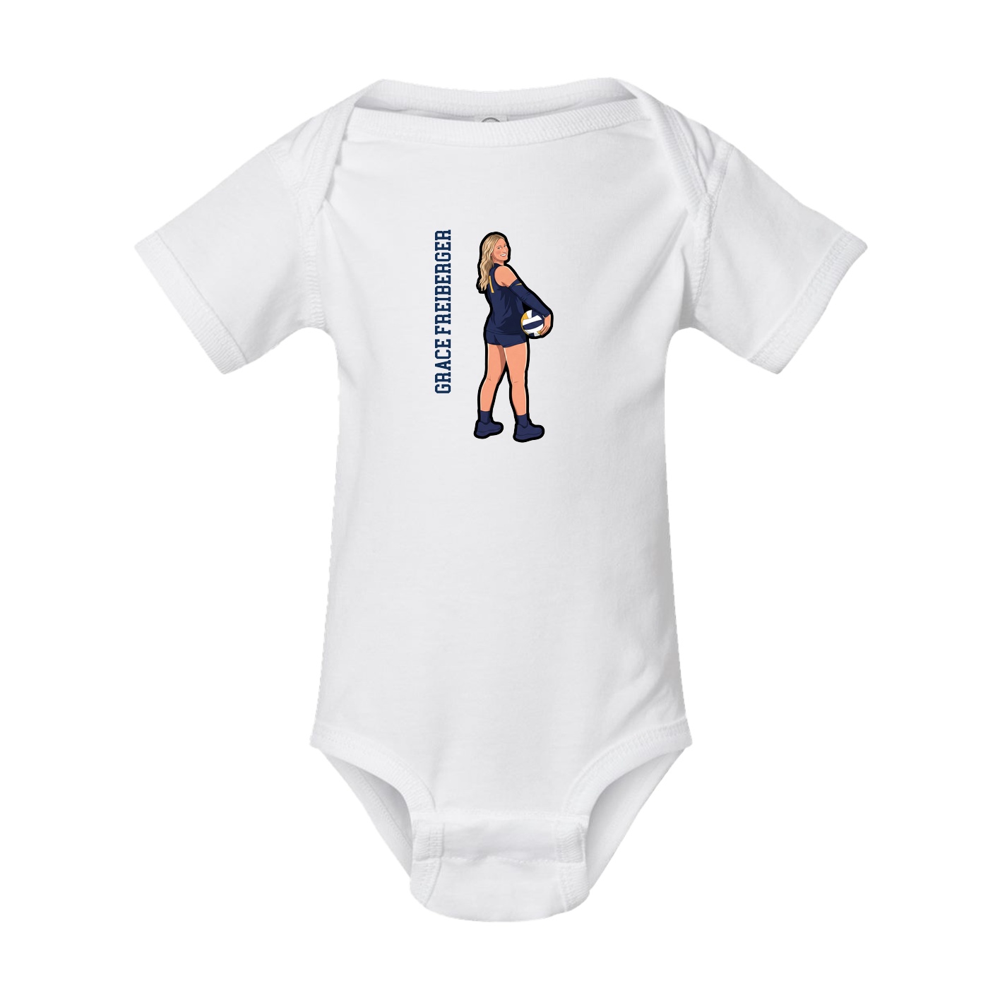 Baby Onesie — Name Vertical in White