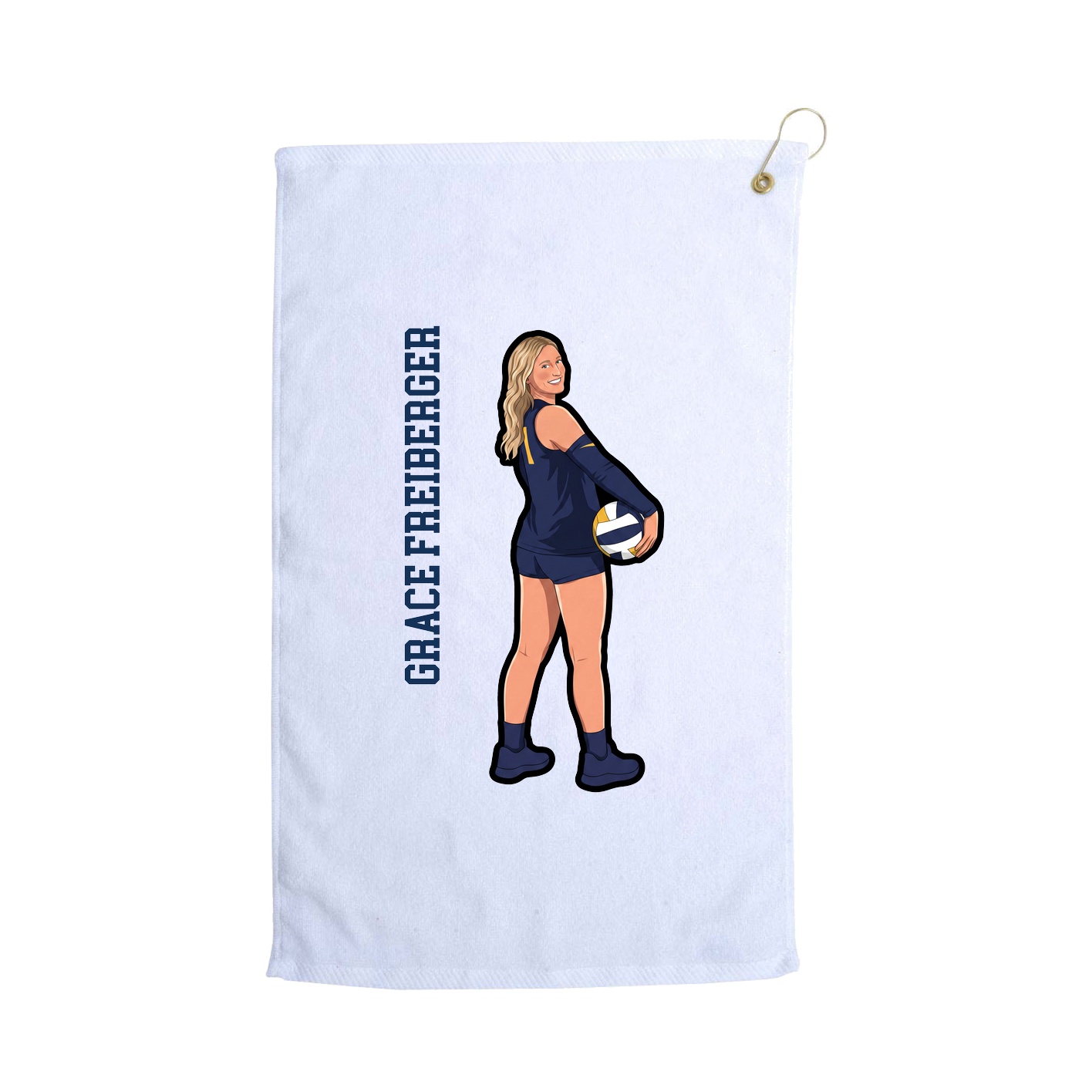 Golf Towel — Name Vertical in White