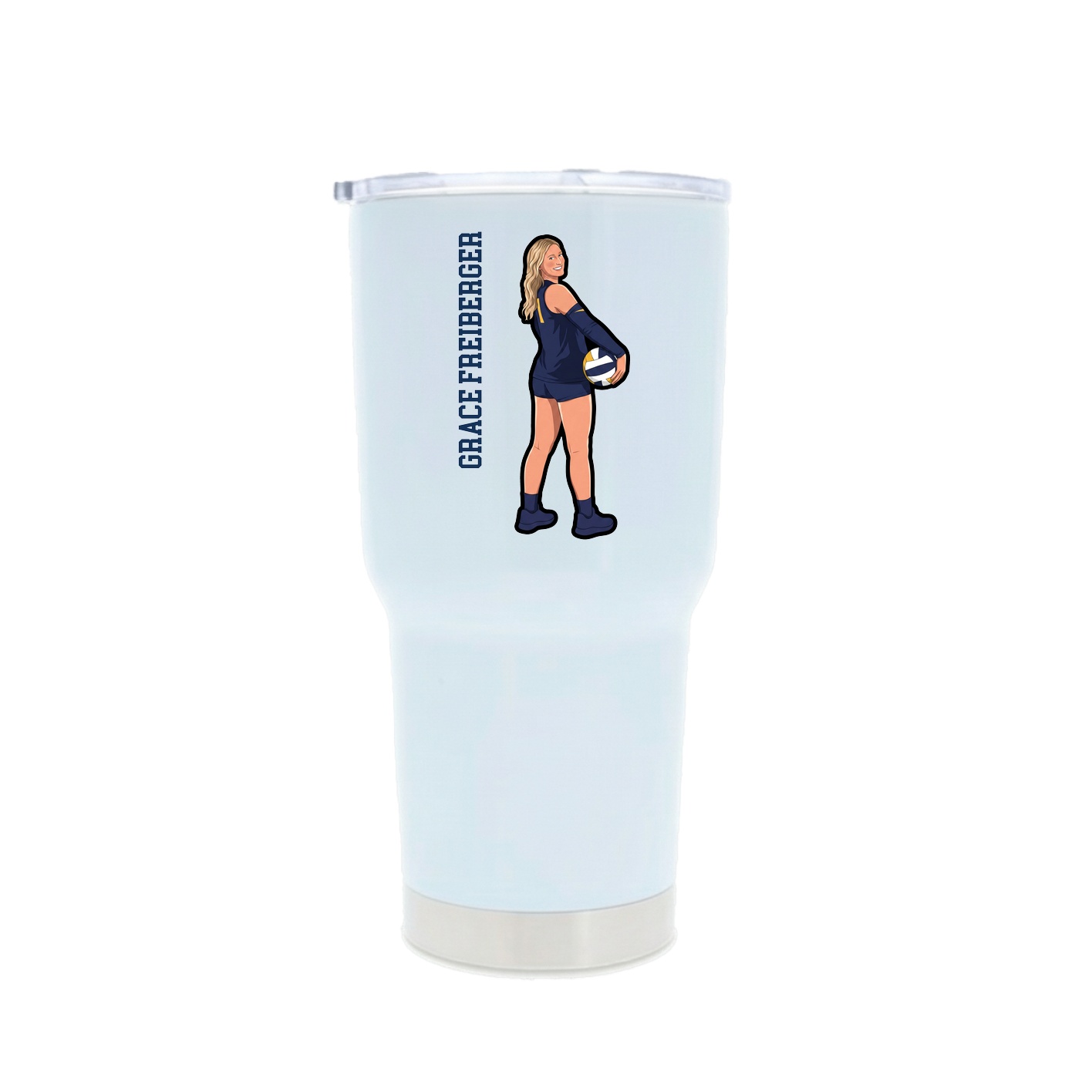 30oz Stainless Steel Tumbler — Name Vertical in White