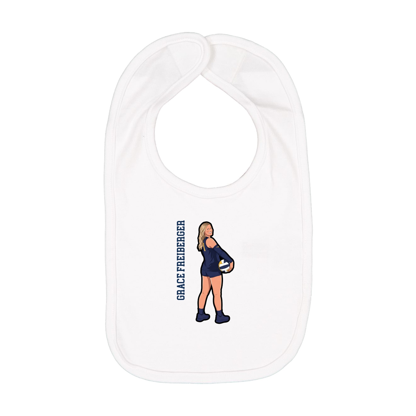 Infant Bib — Name Vertical in White