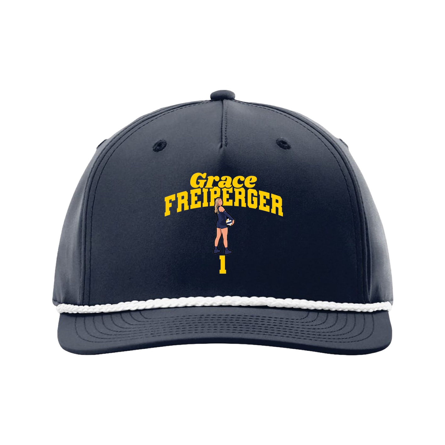 Five-Panel Classic Rope Cap — Signature Arch in Navy
