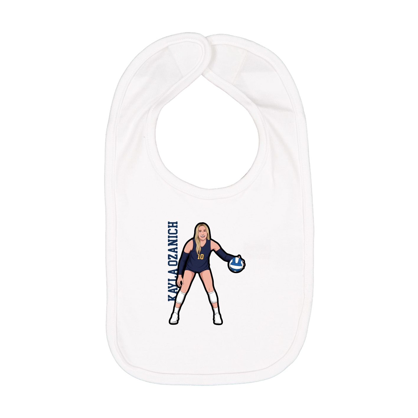 Infant Bib — Name Vertical in White