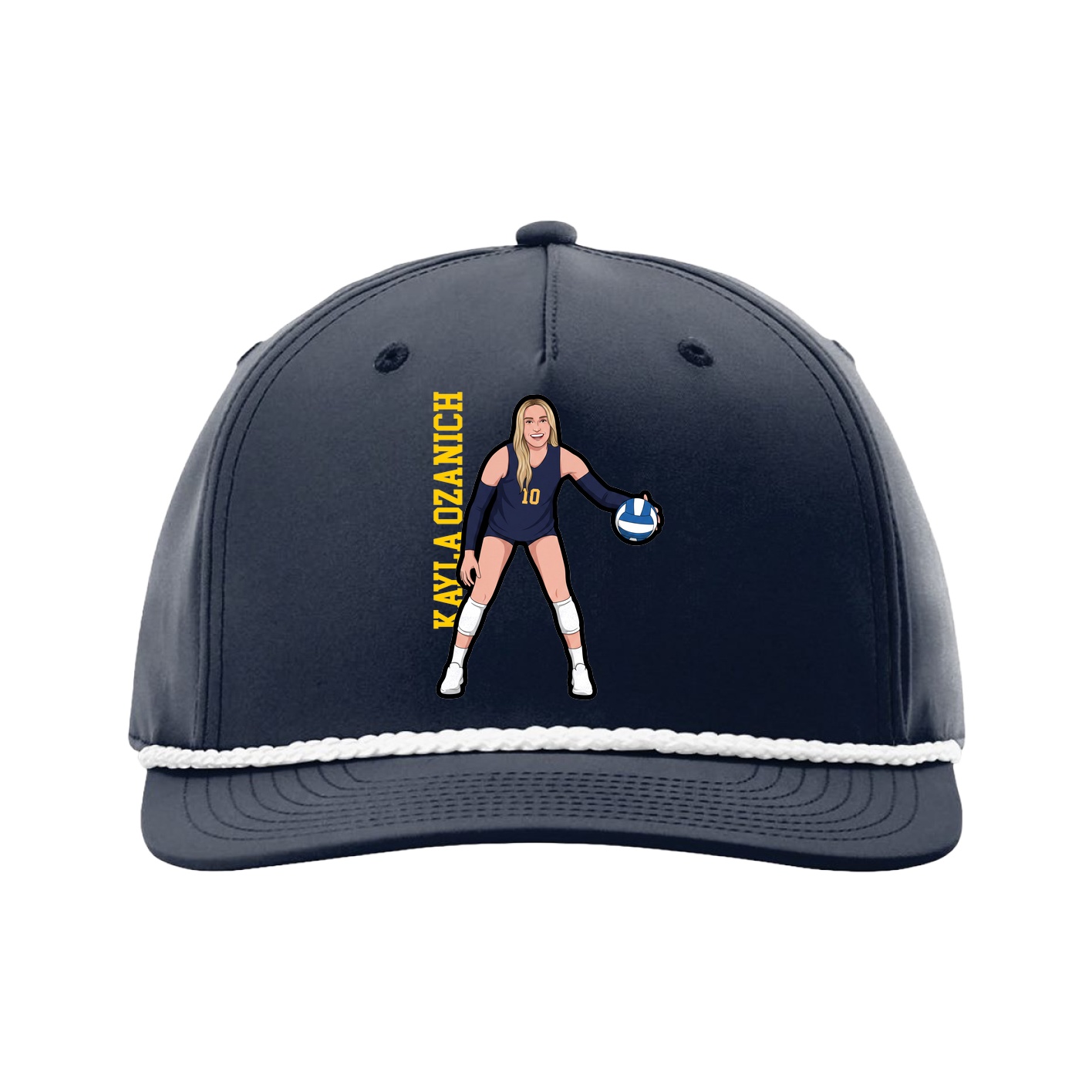 Five-Panel Classic Rope Cap — Name Vertical in Navy