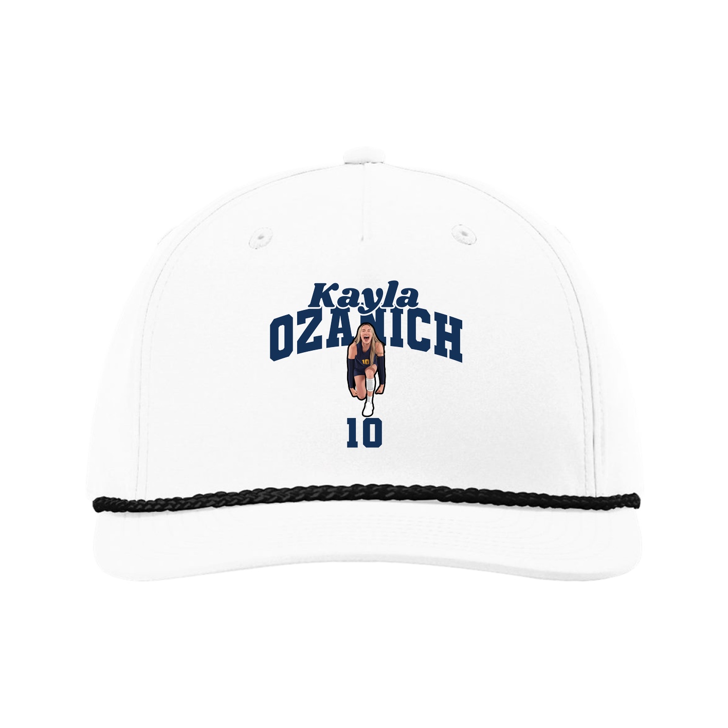Five-Panel Classic Rope Cap — Signature Arch in White