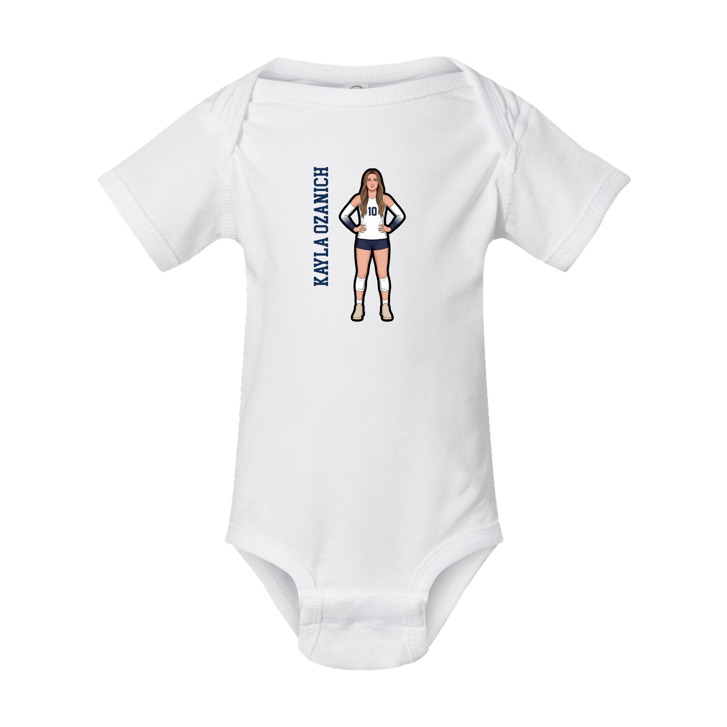 Baby Onesie — Name Vertical in White