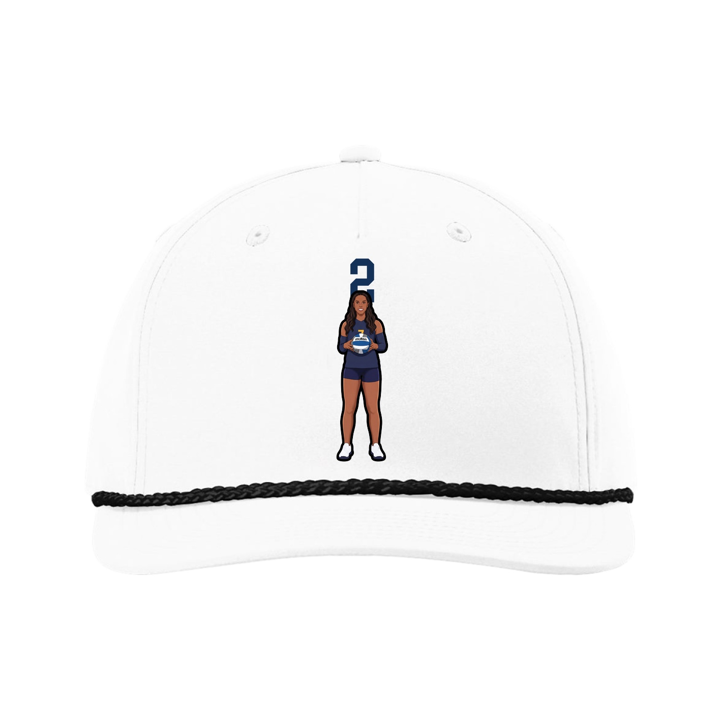 Five-Panel Classic Rope Cap — Number Top in White