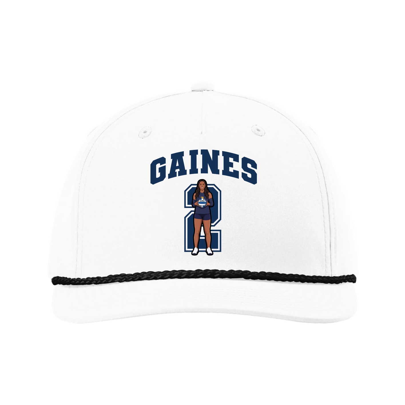 Five-Panel Classic Rope Cap — Number in White