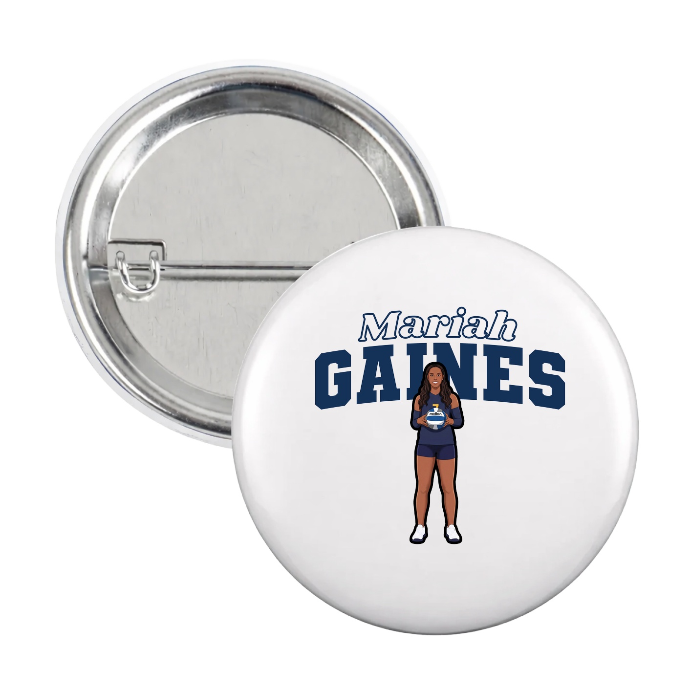Game Day Button — Name Arch in White