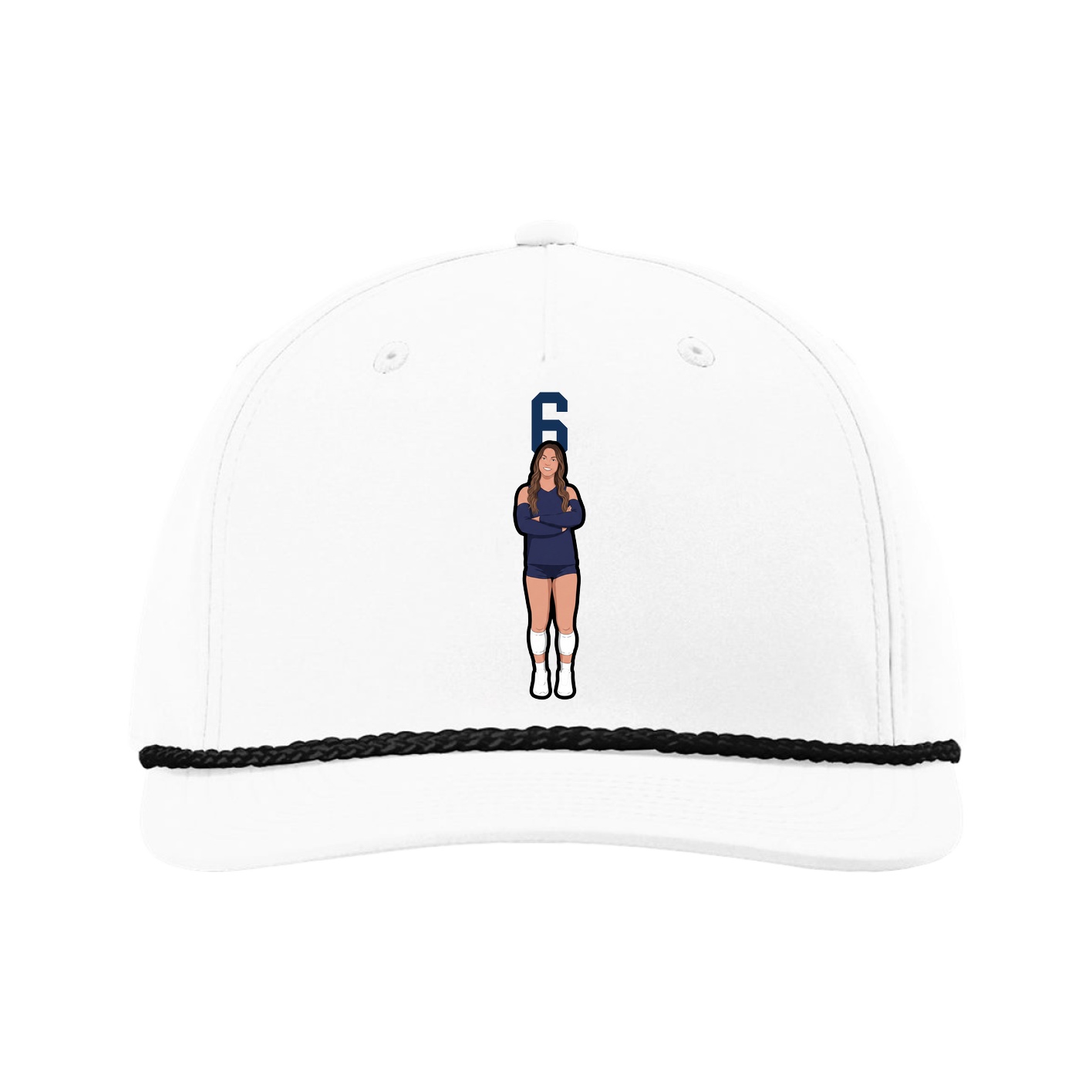 Five-Panel Classic Rope Cap — Number Top in White