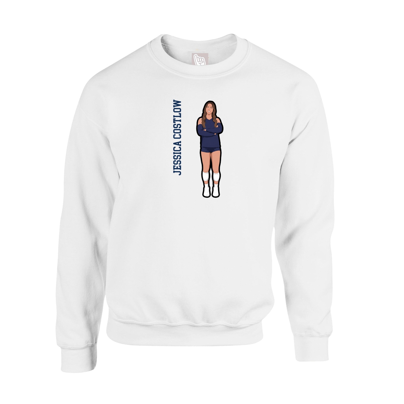 Fleece Crew — Name Vertical in White