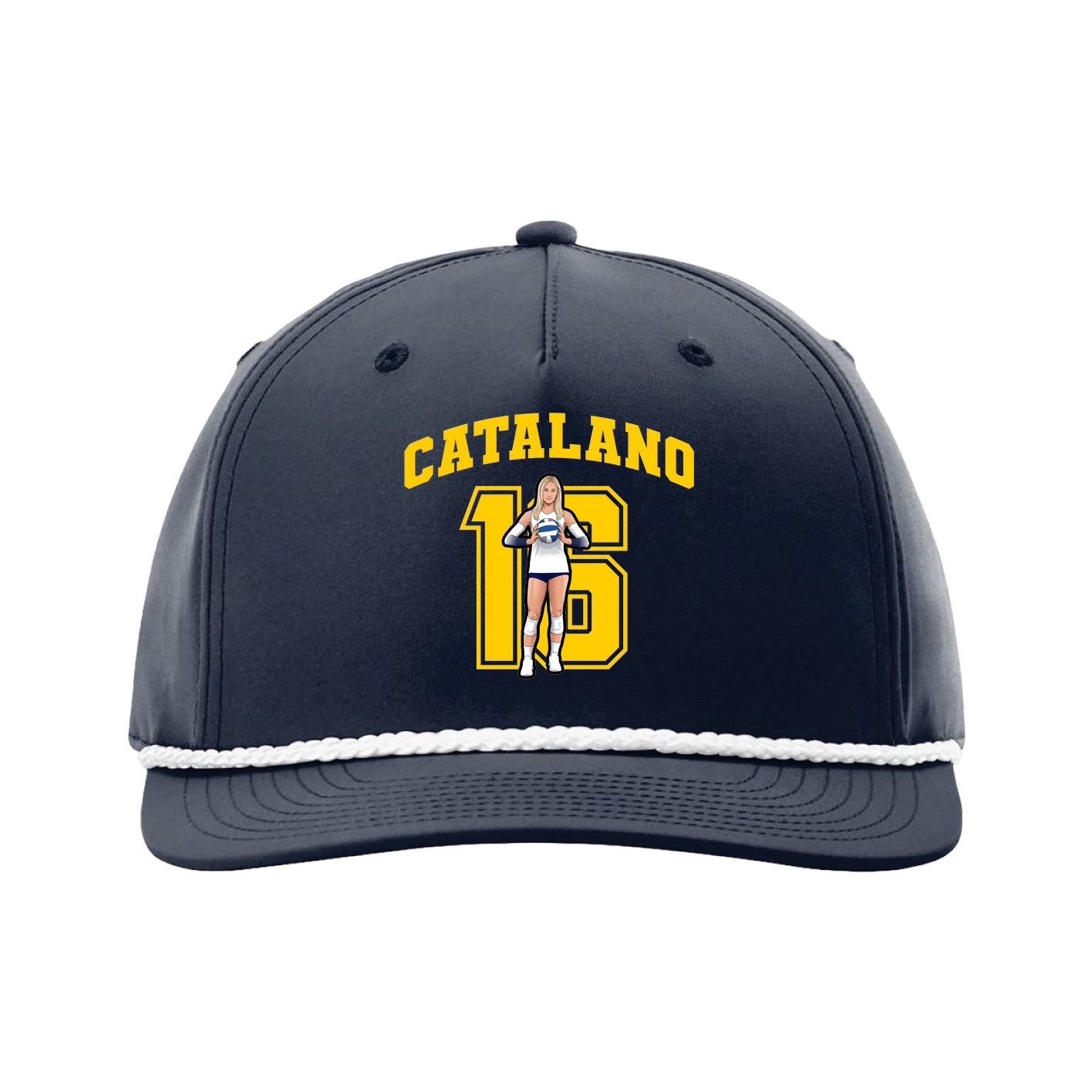Five-Panel Classic Rope Cap — Number in Navy