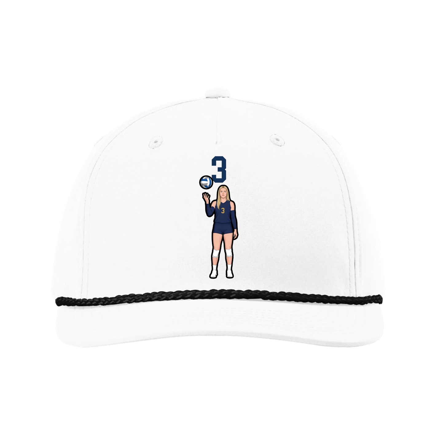 Five-Panel Classic Rope Cap — Number Top in White