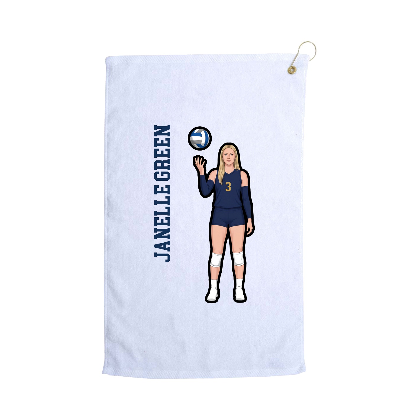 Golf Towel — Name Vertical in White