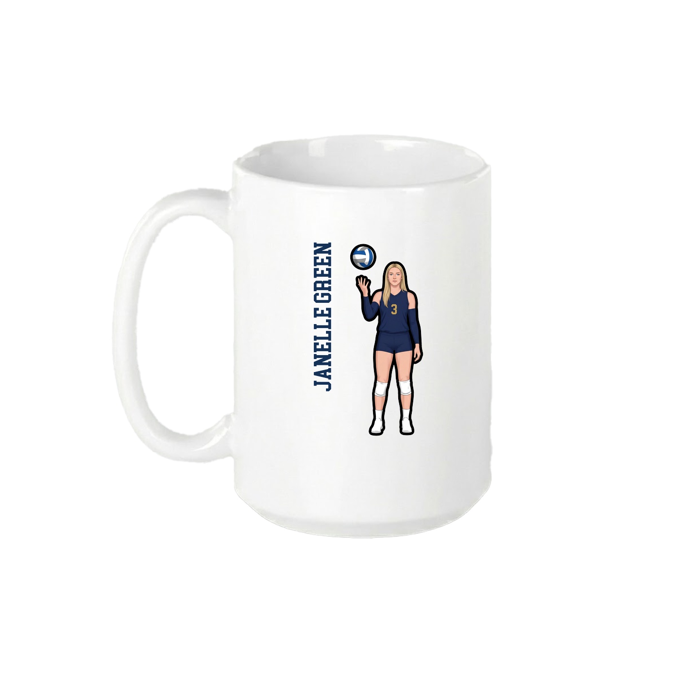 15oz Coffee Mug — Name Vertical in White
