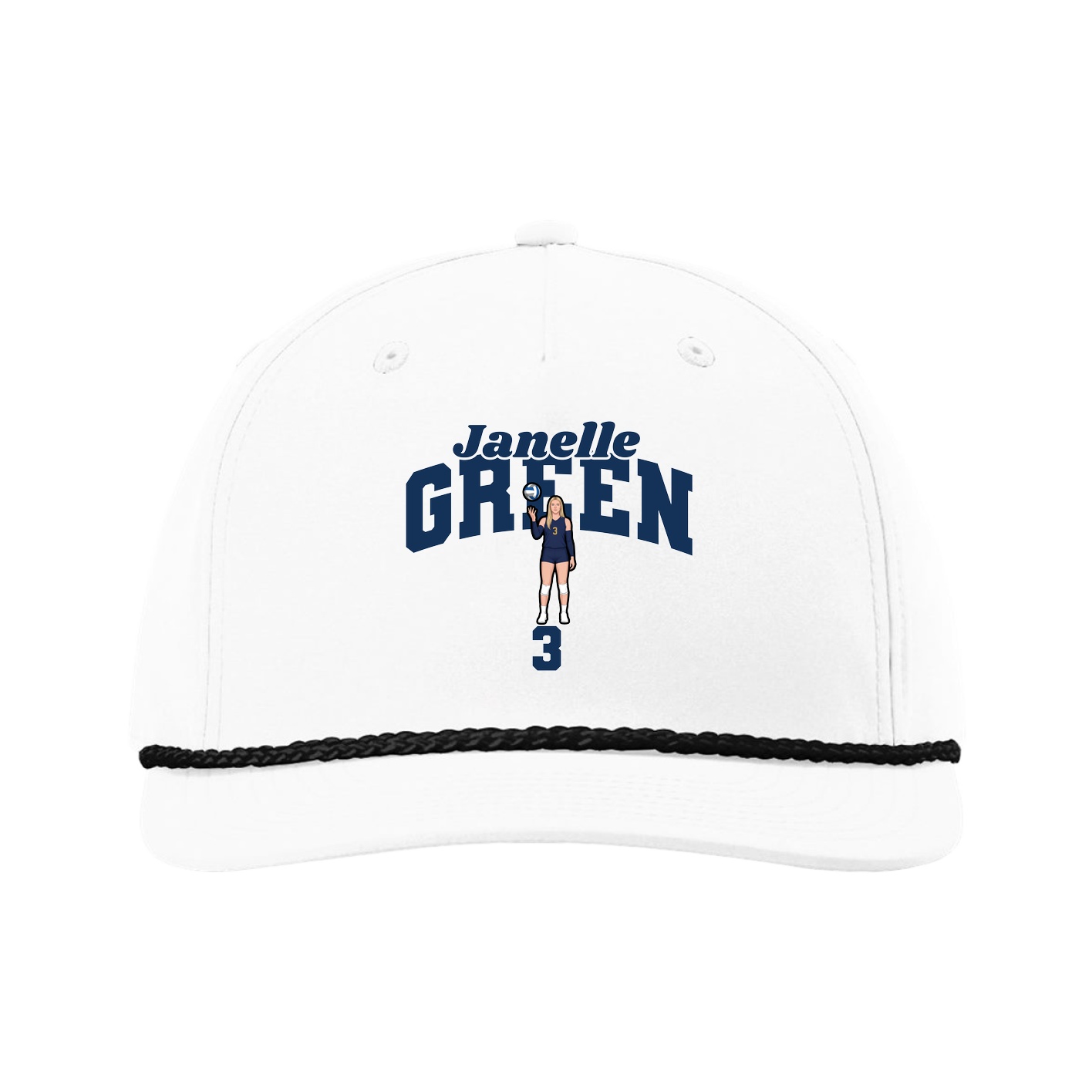 Five-Panel Classic Rope Cap — Signature Arch in White