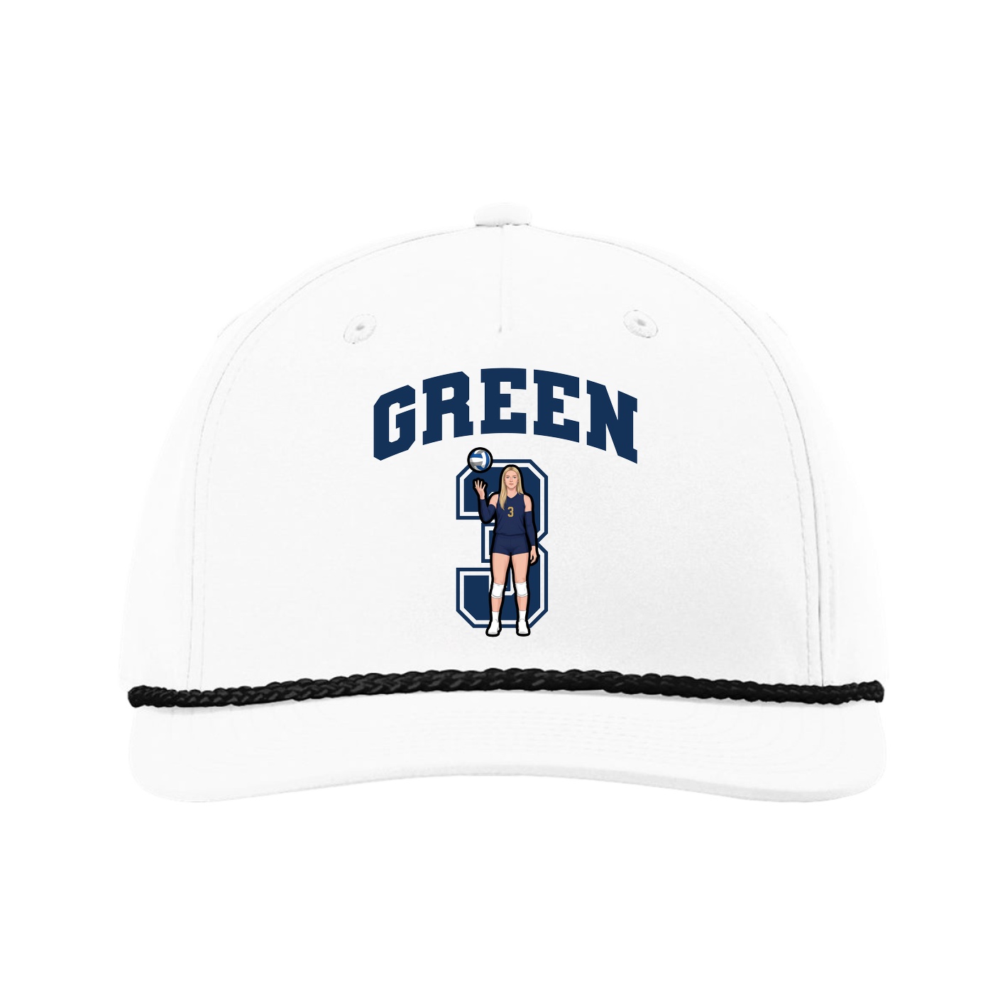 Five-Panel Classic Rope Cap — Number in White
