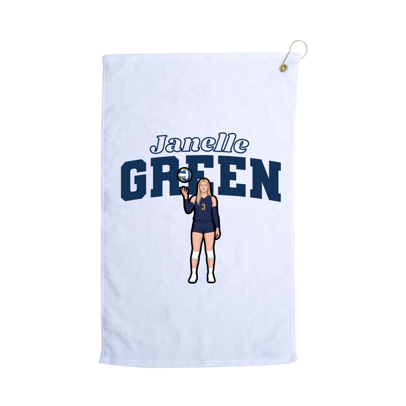 Golf Towel — Name Arch in White