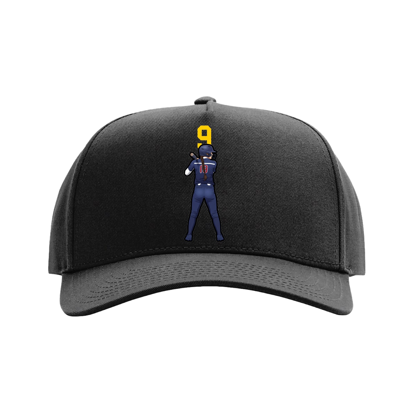 Full Fabric Five-Panel Champ Cap — Number Top in Black