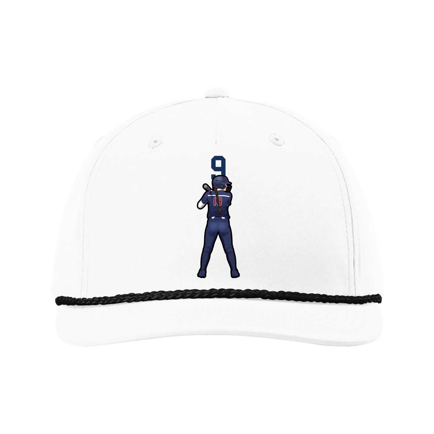 Five-Panel Classic Rope Cap — Number Top in White