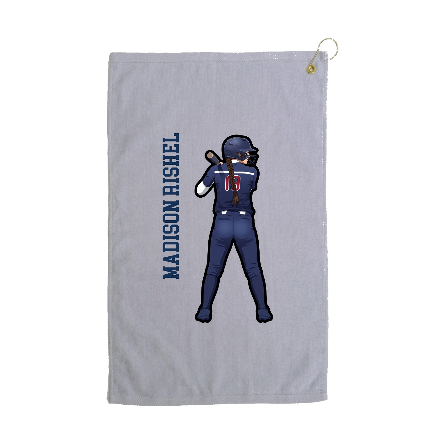 Golf Towel — Name Vertical in Grey