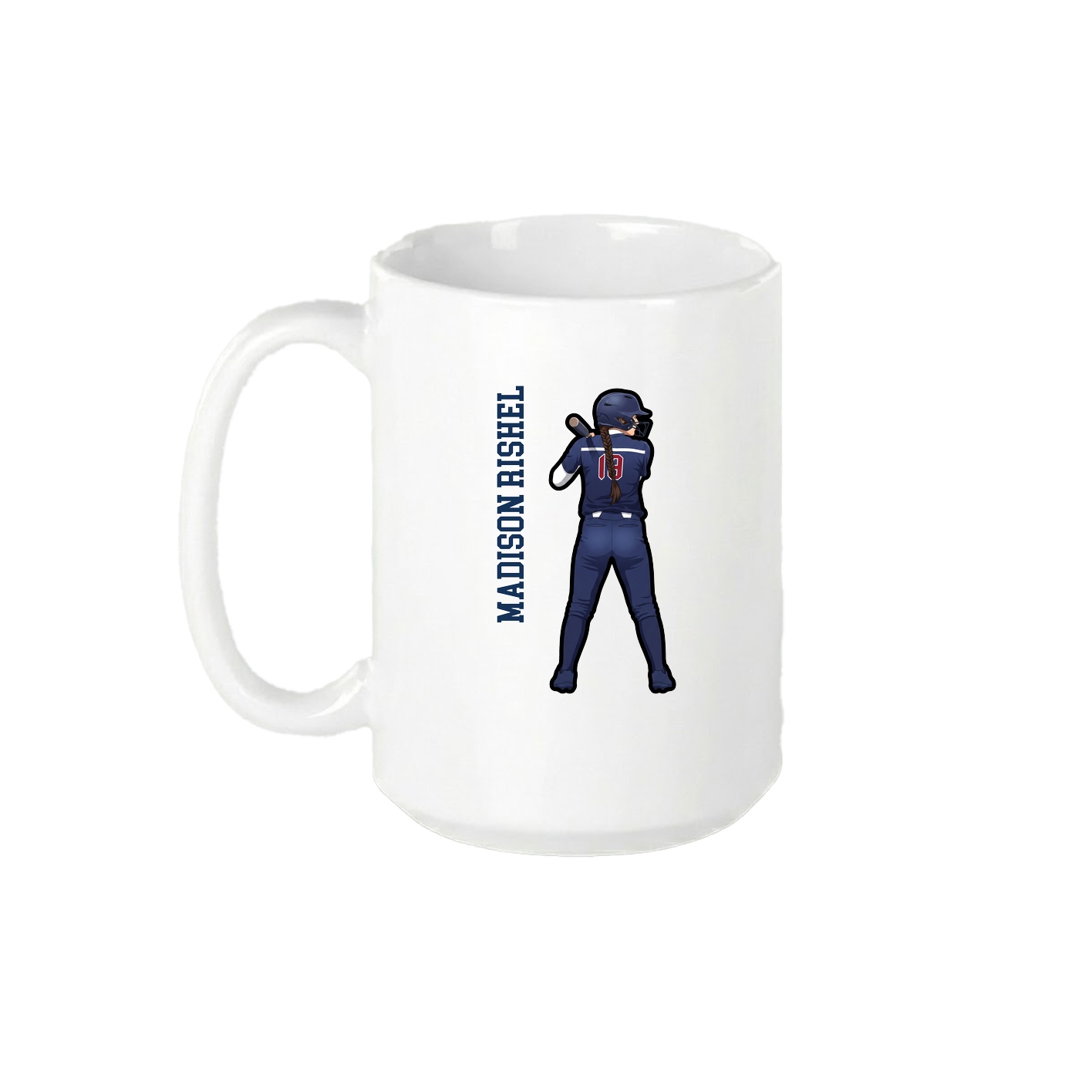 15oz Coffee Mug — Name Vertical in White