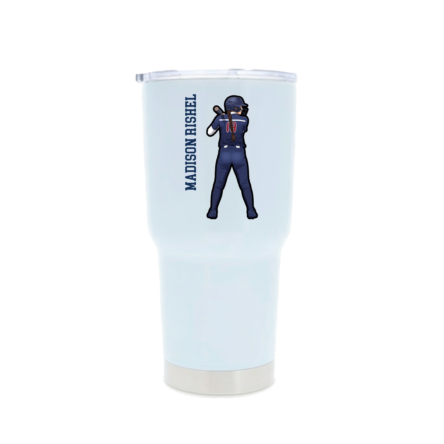 30oz Stainless Steel Tumbler — Name Vertical in White