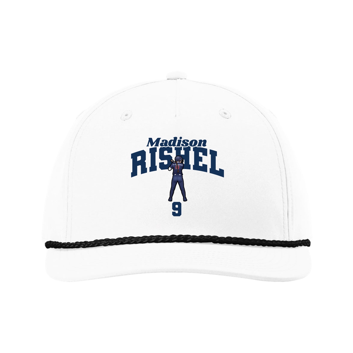 Five-Panel Classic Rope Cap — Signature Arch in White
