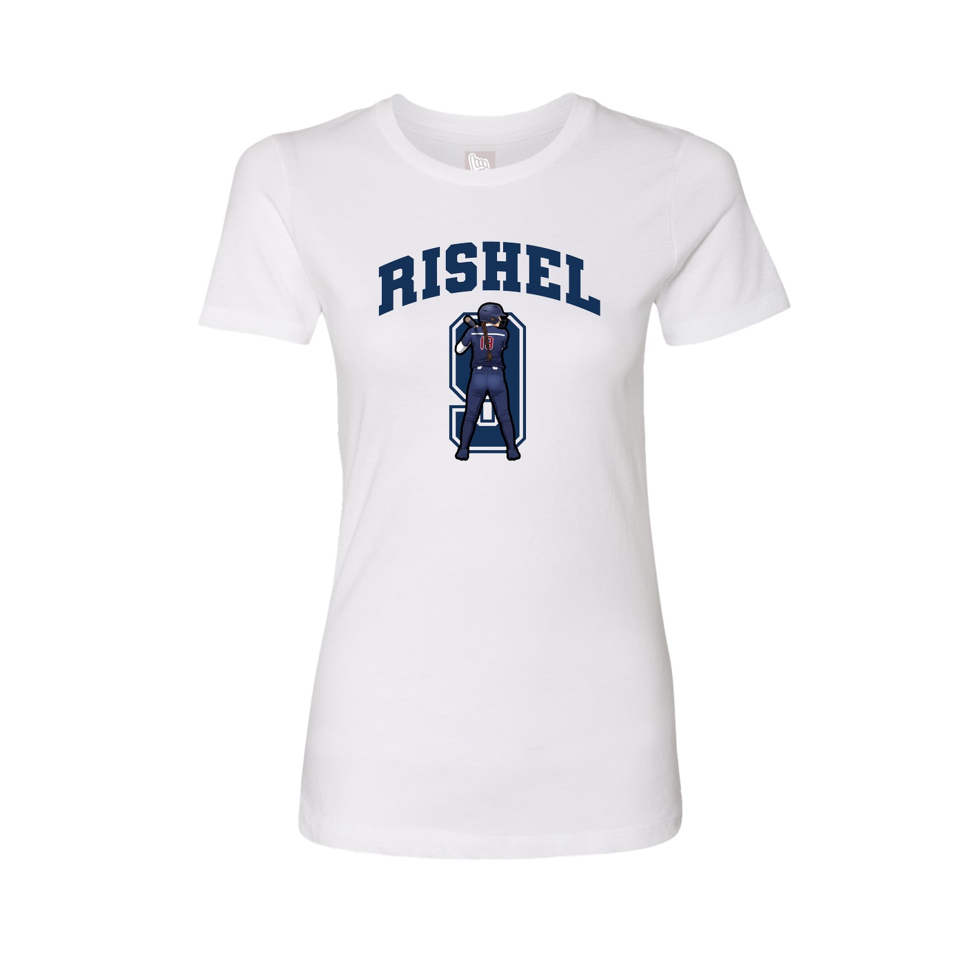 Fitted Women's Tee — Number in White