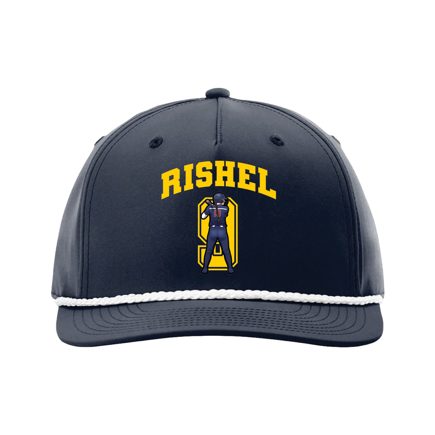 Five-Panel Classic Rope Cap — Number in Navy