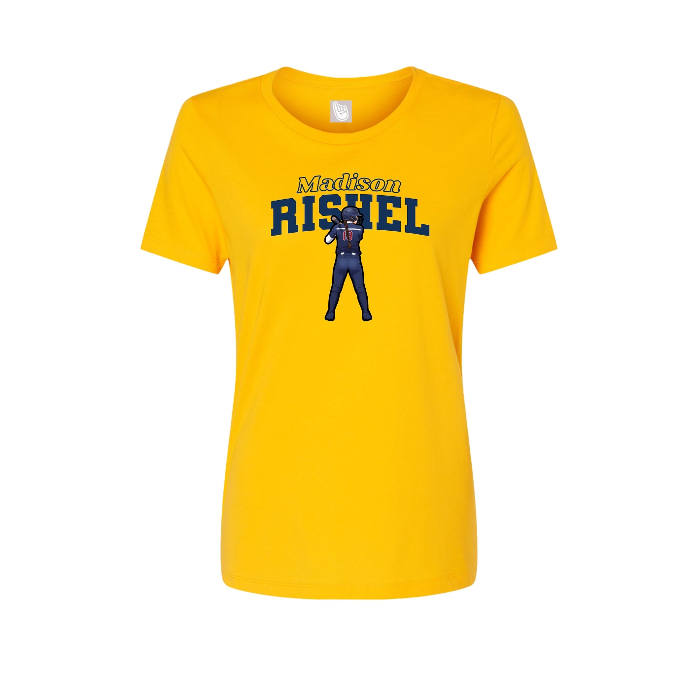 Fitted Women's Tee — Name Arch in Gold