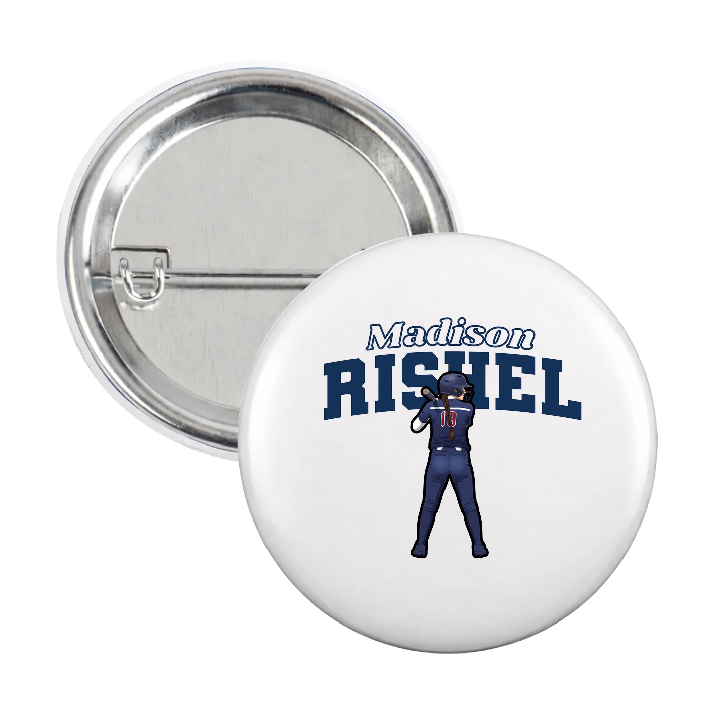 Game Day Button — Name Arch in White