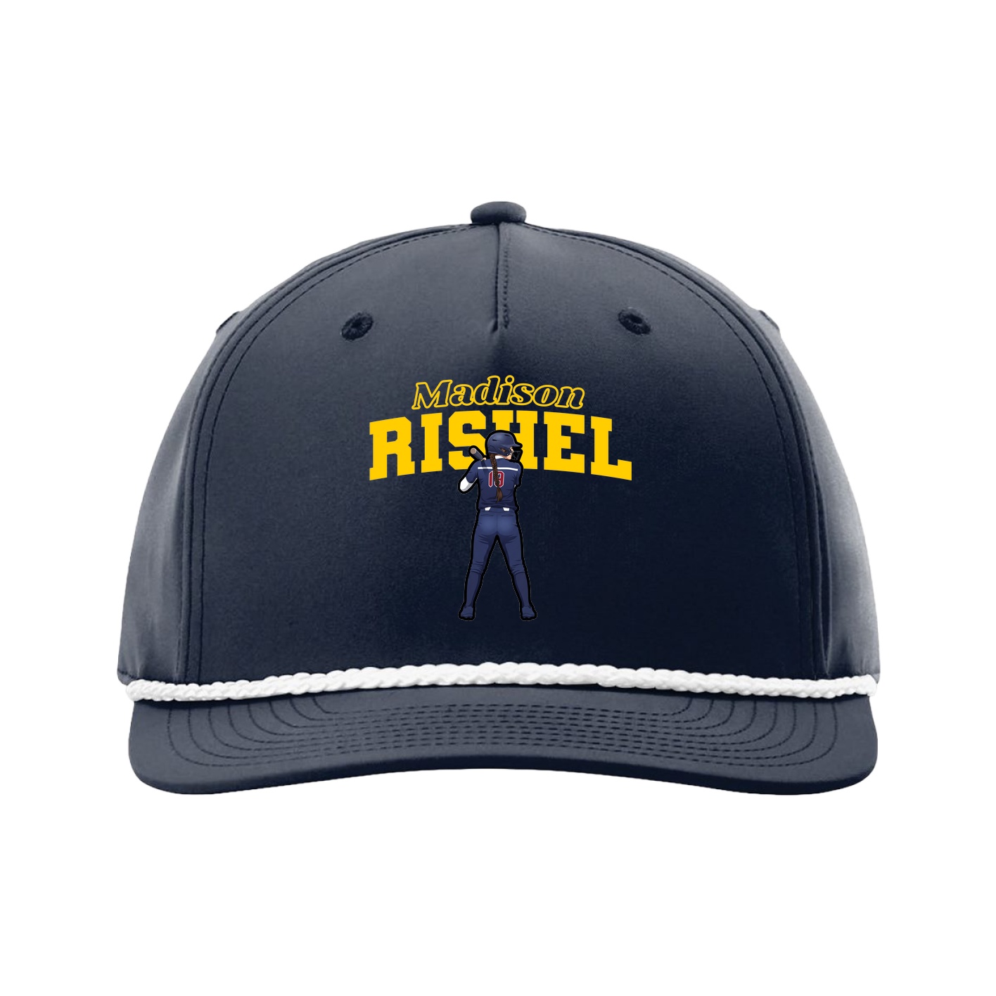 Five-Panel Classic Rope Cap — Name Arch in Navy