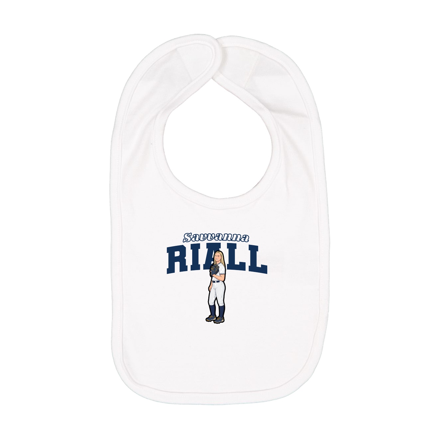 Infant Bib — Name Arch in White