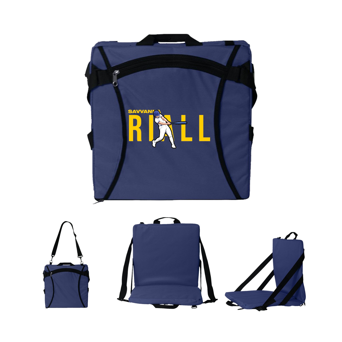 Folding Stadium Seat — Player Name in Navy