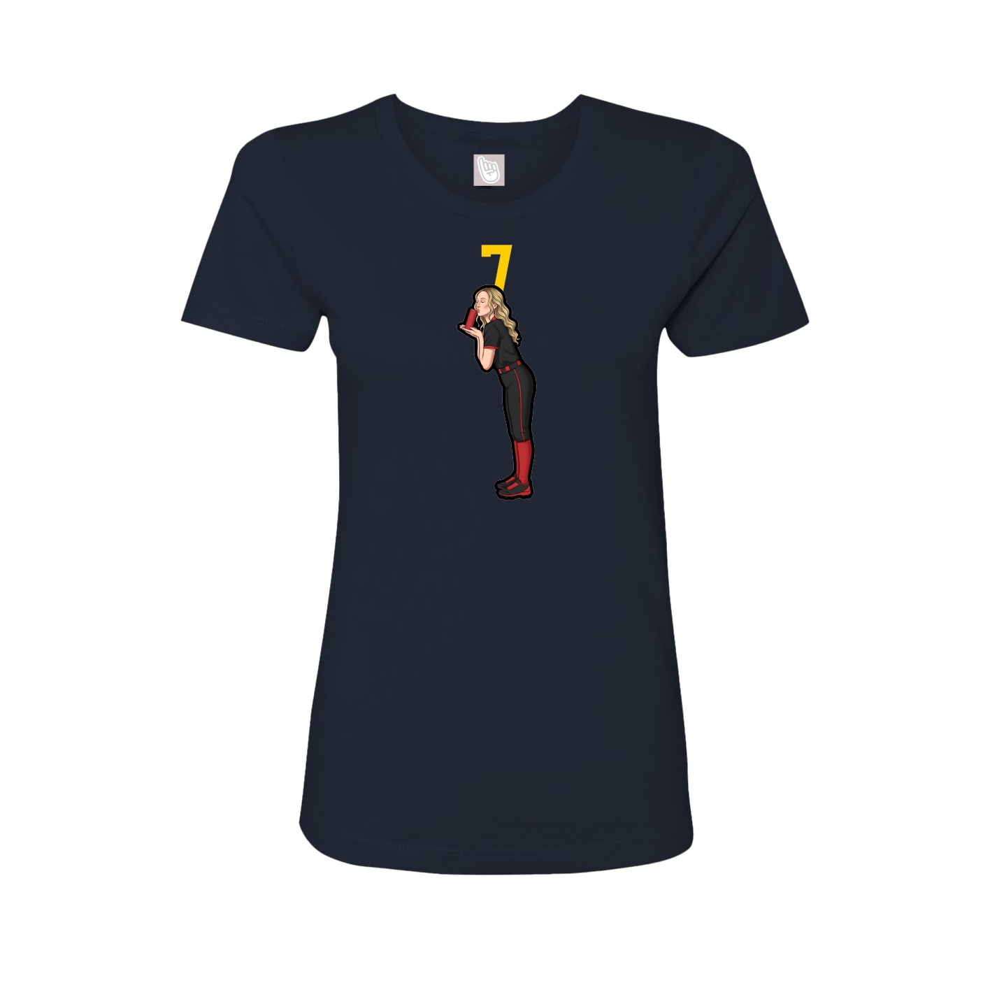 Fitted Women's Tee — Number Top in Navy
