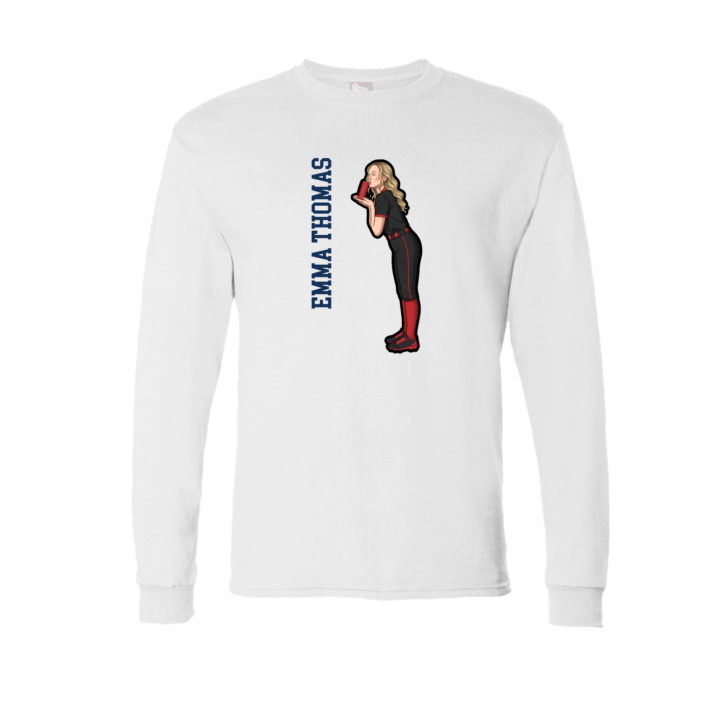 Long Sleeve Tee — Name Vertical in White