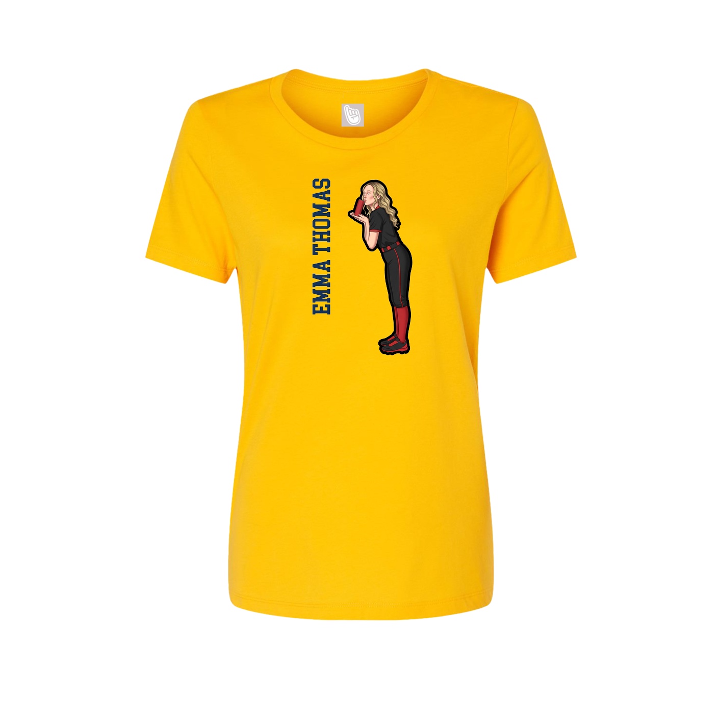 Fitted Women's Tee — Name Vertical in Gold