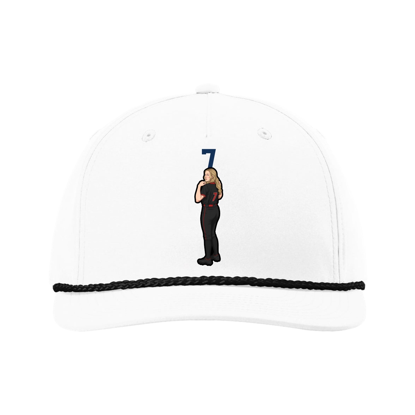 Five-Panel Classic Rope Cap — Number Top in White