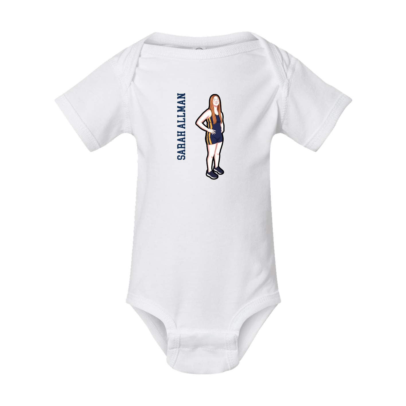 Baby Onesie — Name Vertical in White