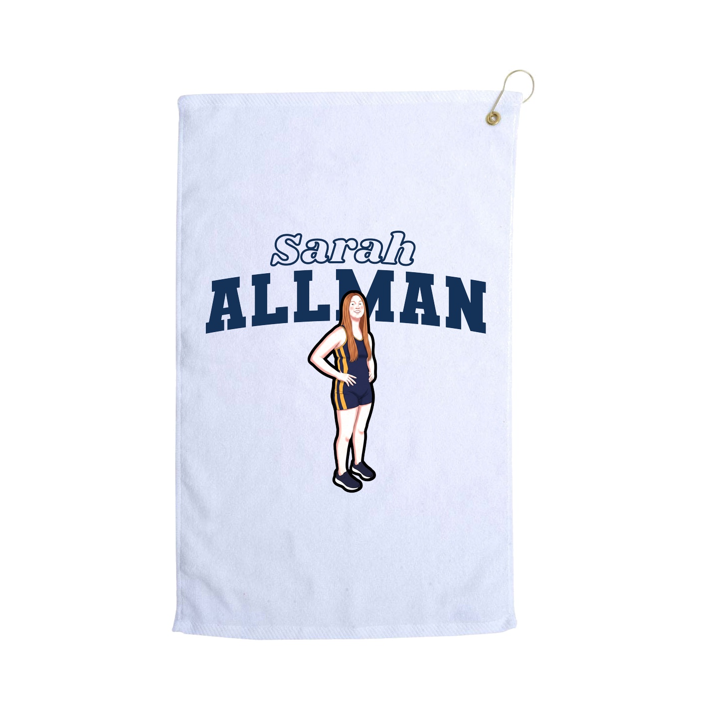 Golf Towel — Name Arch in White
