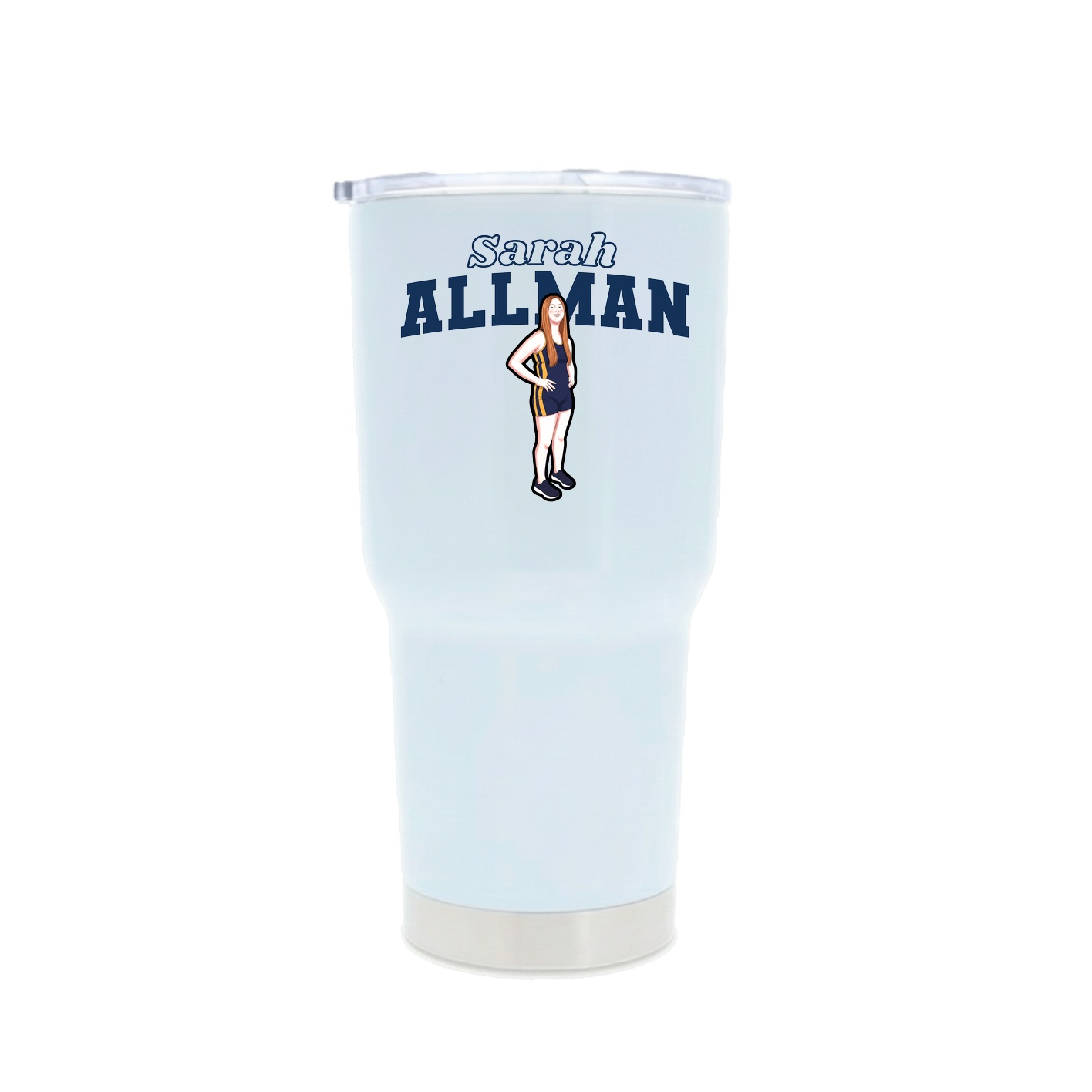 30oz Stainless Steel Tumbler — Name Arch in White