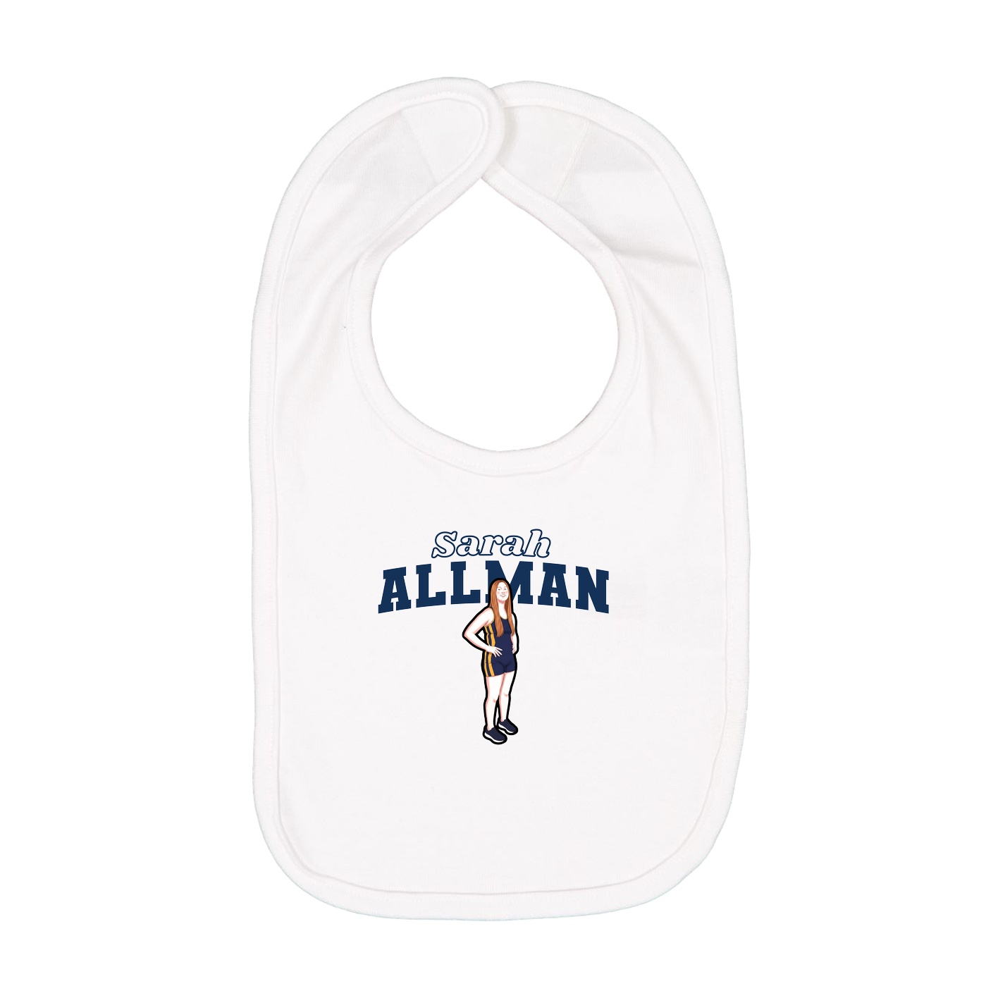 Infant Bib — Name Arch in White