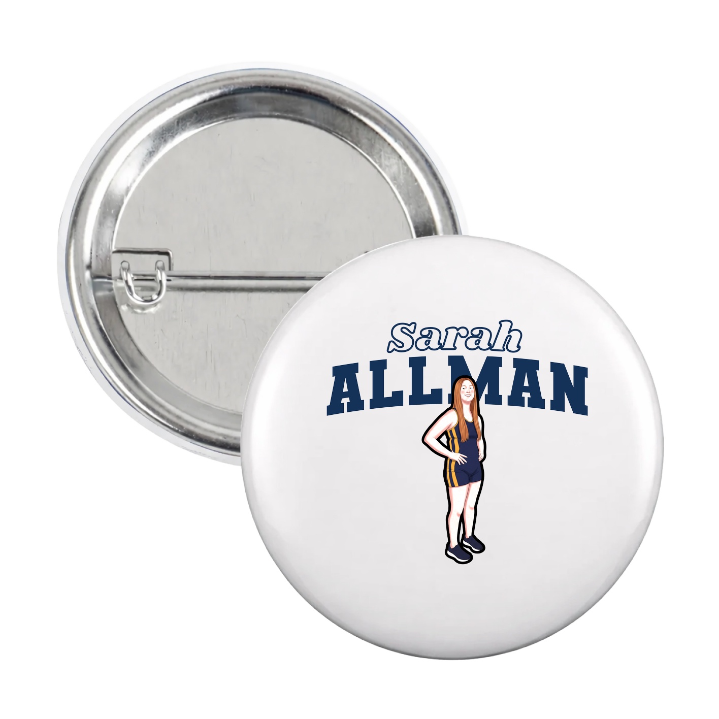 Game Day Button — Name Arch in White