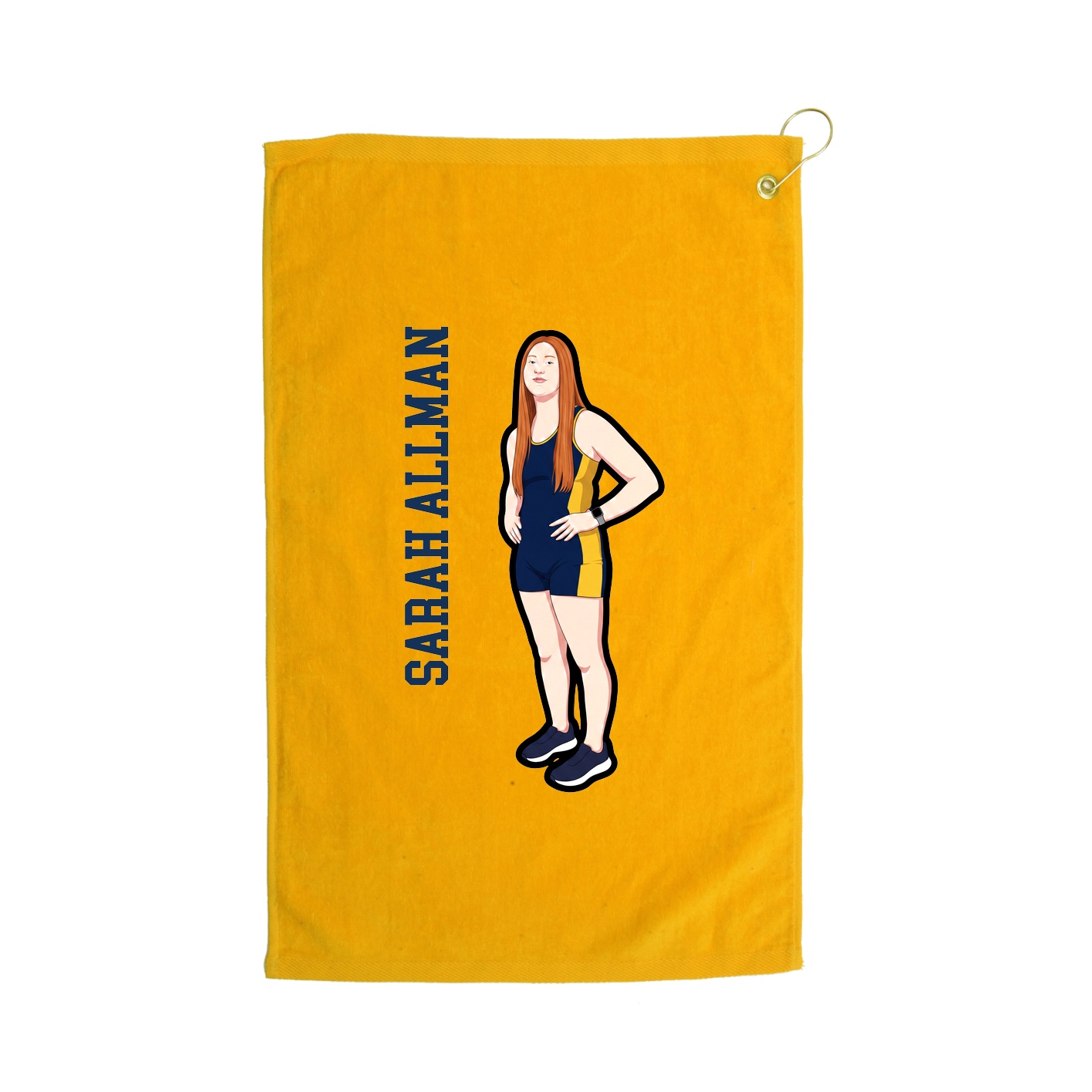 Golf Towel — Name Vertical in Gold
